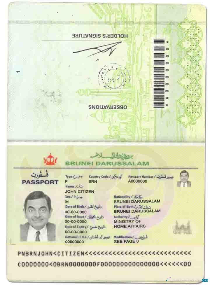 Download Brunei passport Photoshop template